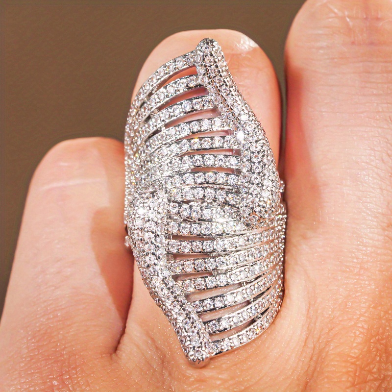 Opulent Bling Full Pave Sparkling Zirconia Statement Ring